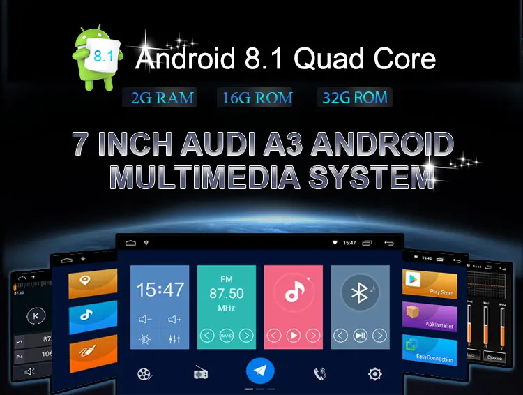 Top Android 9.0  CAR DVD Player For Audi A3/S3(2003-2013)  GPS  Radio Navigation Multimedia Audio FM AM Radio Built in CarPlay  DAB+ 6