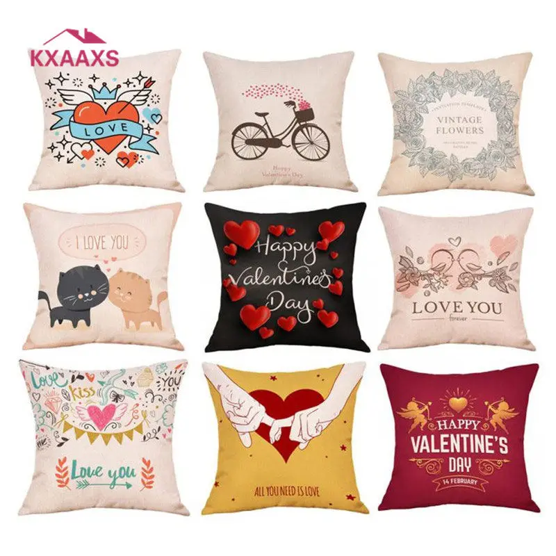 

Chinese Decorative Pillows for Sofa Quote Heart Cushion Cover Cover Romantic Valentine Day Gift Pattern Throw Pillow Covers #20