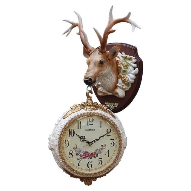 quartz Clocks watches The deer head wall clock wall decoration