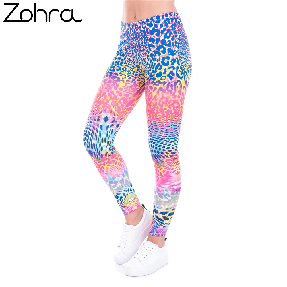 Colored Leopard Spots Premium Graphic Print Fashion Leggings Women's