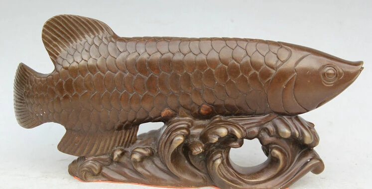

song voge gem S1927 14" Chinese Bronze Folk Feng Shui Sea Fish barracuda Animal Statue sculpture