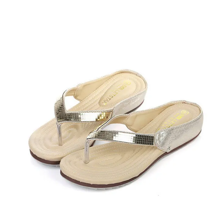 

High Quality Summer Women Slippers Flat Sandals Shoes Beach Shoes Flip Flops Women leather slides ladies flipflops