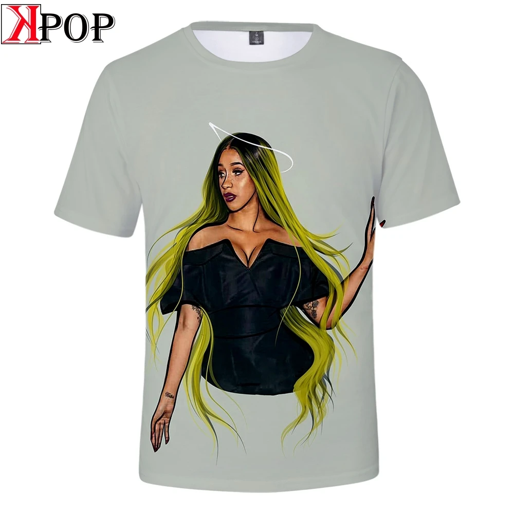 Женская/Мужская футболка в стиле Харадзюку Cardi B модная хипстерская с 3D принтом
