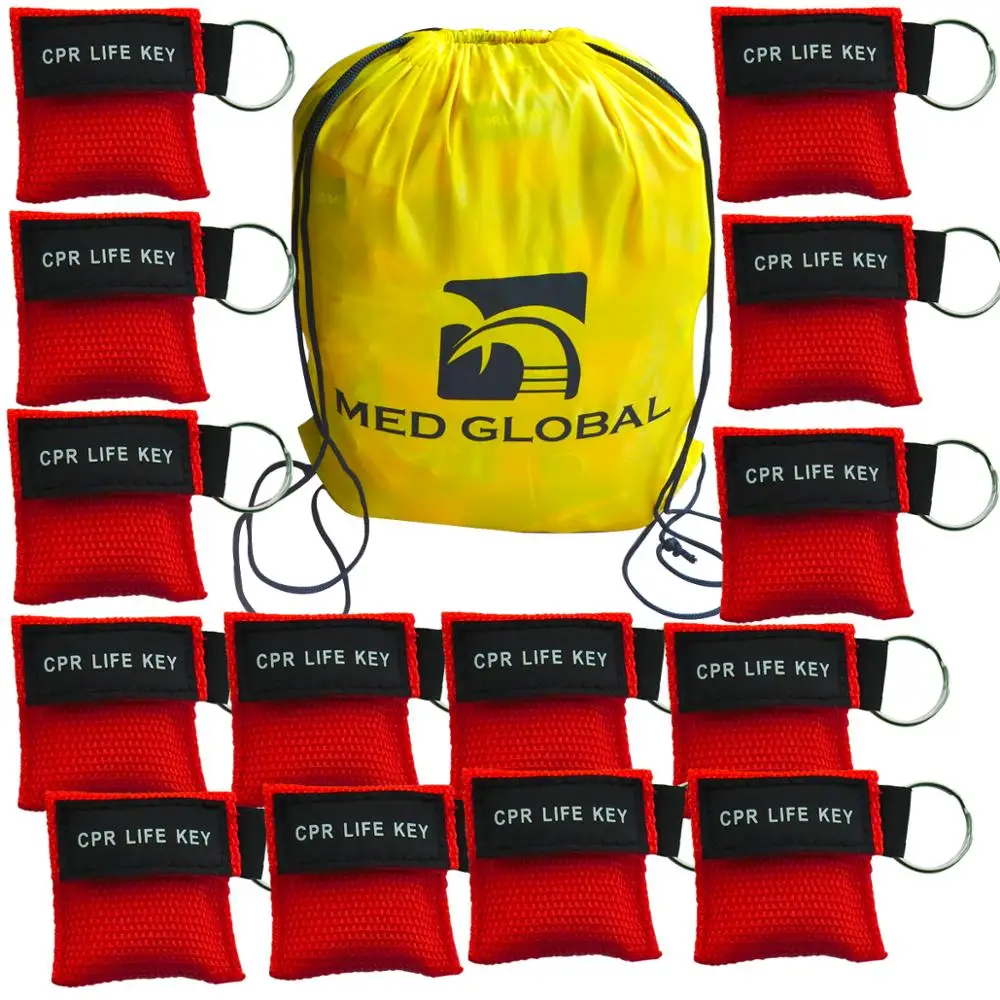 

50 Pcs/Pack CPR Resuscitator Keychain Mask Key Ring Emergency Rescue Face Shield Orange