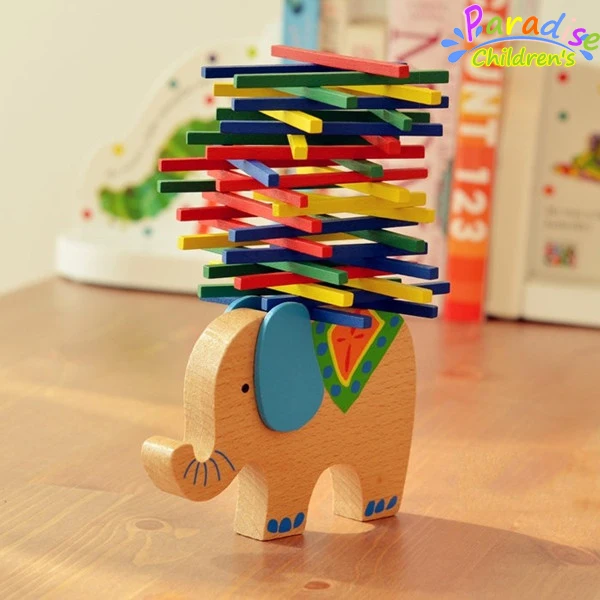 1SET High Quality Wooden Toy Elephent Balance Jenga,Great Parents-child Interactive Blocks Toy education toy German standards