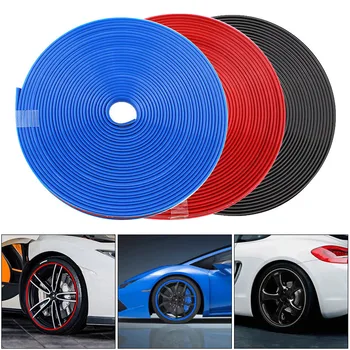 

8M PVC Car Wheel Protector Hub Sticker Rim Guard Rubber Strip Anti Scraping Auto Car Decorative Styling for 13 ~ 22 Inch Ti