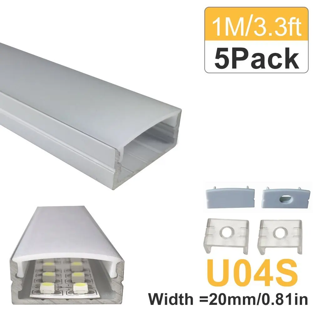 

5sets/lot 5x1M(3.3ft) Silver LED Strip Aluminum Profile for 3528 5050 LED Bar Aluminum Channel with Cover End Cap Clips U04S5