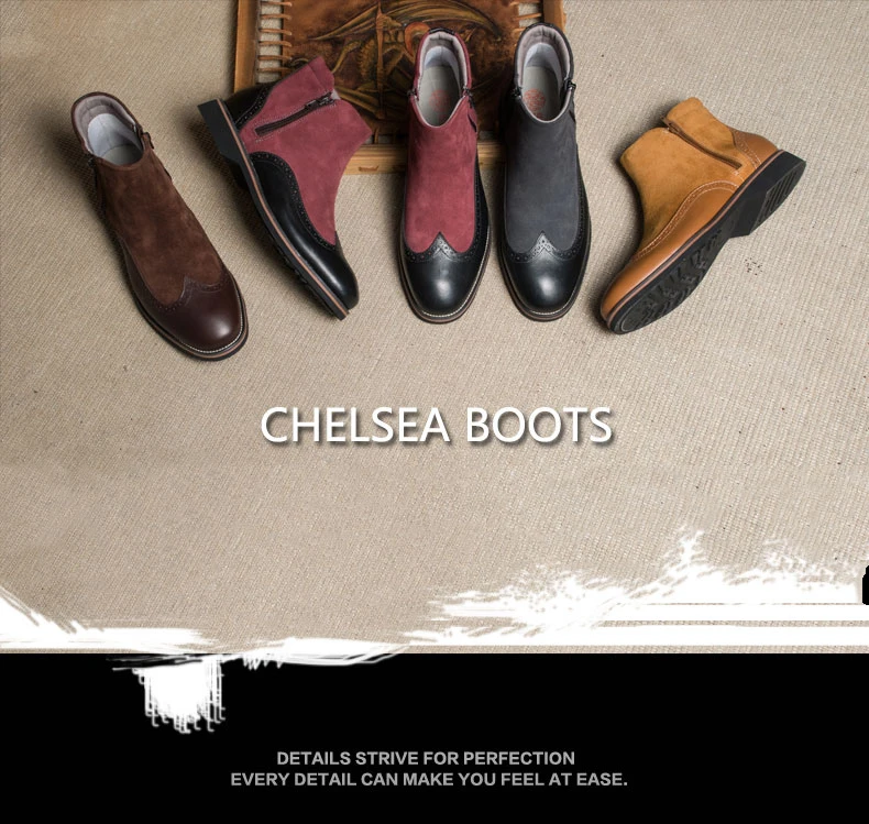 Зимние мужские ботинки из натуральной коровьей кожи; замшевые ботильоны «Челси»; Мужская обувь; мужские туфли-оксфорды ручной работы; короткие ботинки на меху