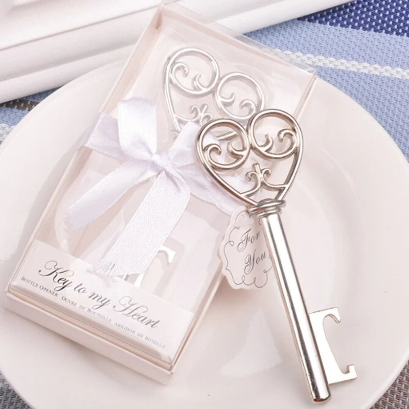 New Fashion Simple Elegant "Key To My Heart Bottle" Opener Wedding Favors Corkscrew Hotin