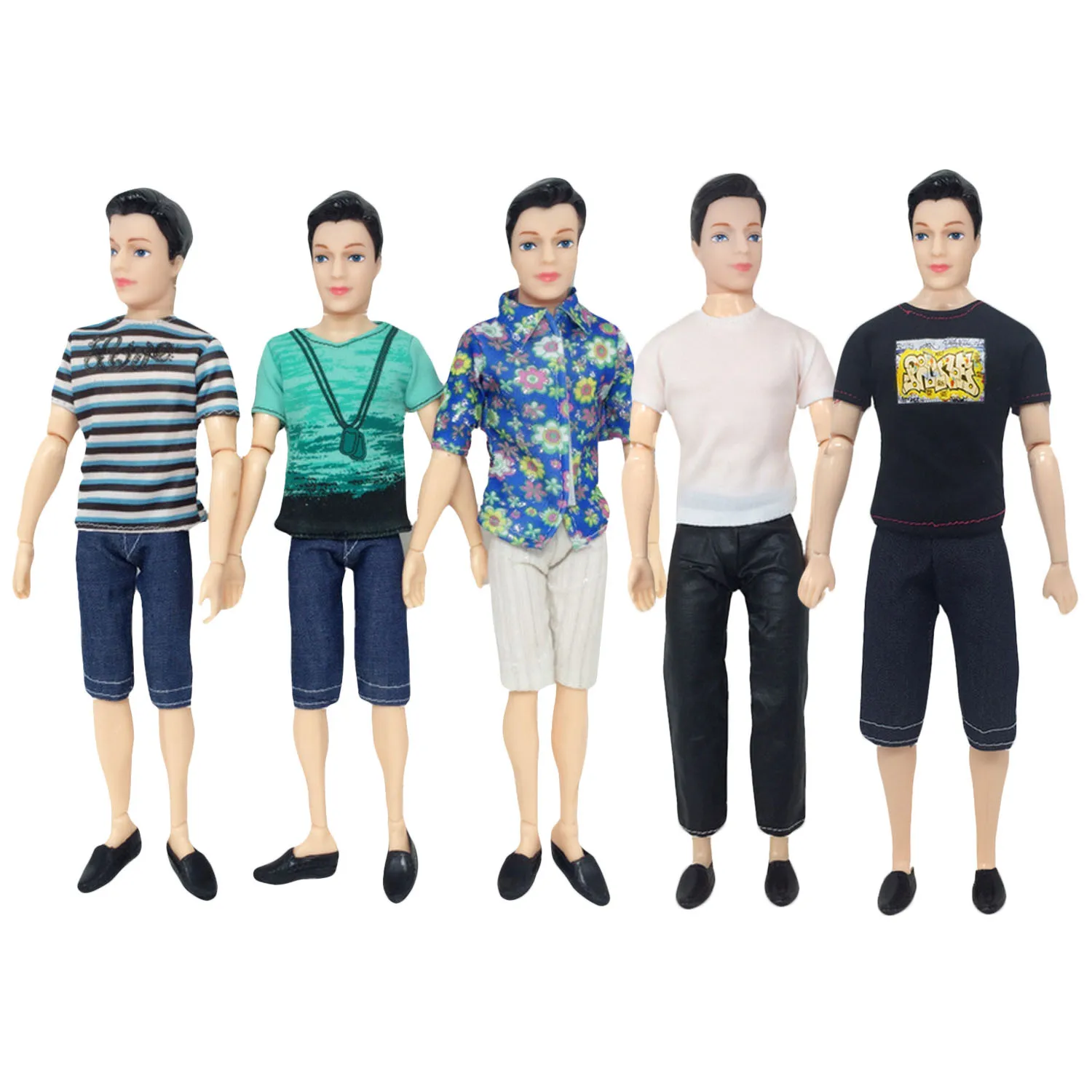 

Besegad 5 Sets Mini Men Doll Casual Wear Stripe T-shirt Jacket Pants Trousers Outfits Clothes Accessories for Barbie Ken Toy