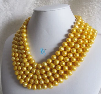 

0001318 100" 9-11mm Golden Freshwater Pearl Necklace Strands Jewelry