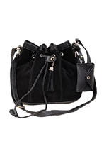 5pcs( 2016 Hot StyleWomen Girl Bucket Bag PU Leather Drawstring Crossbody Messenger Shoulder Bag Black