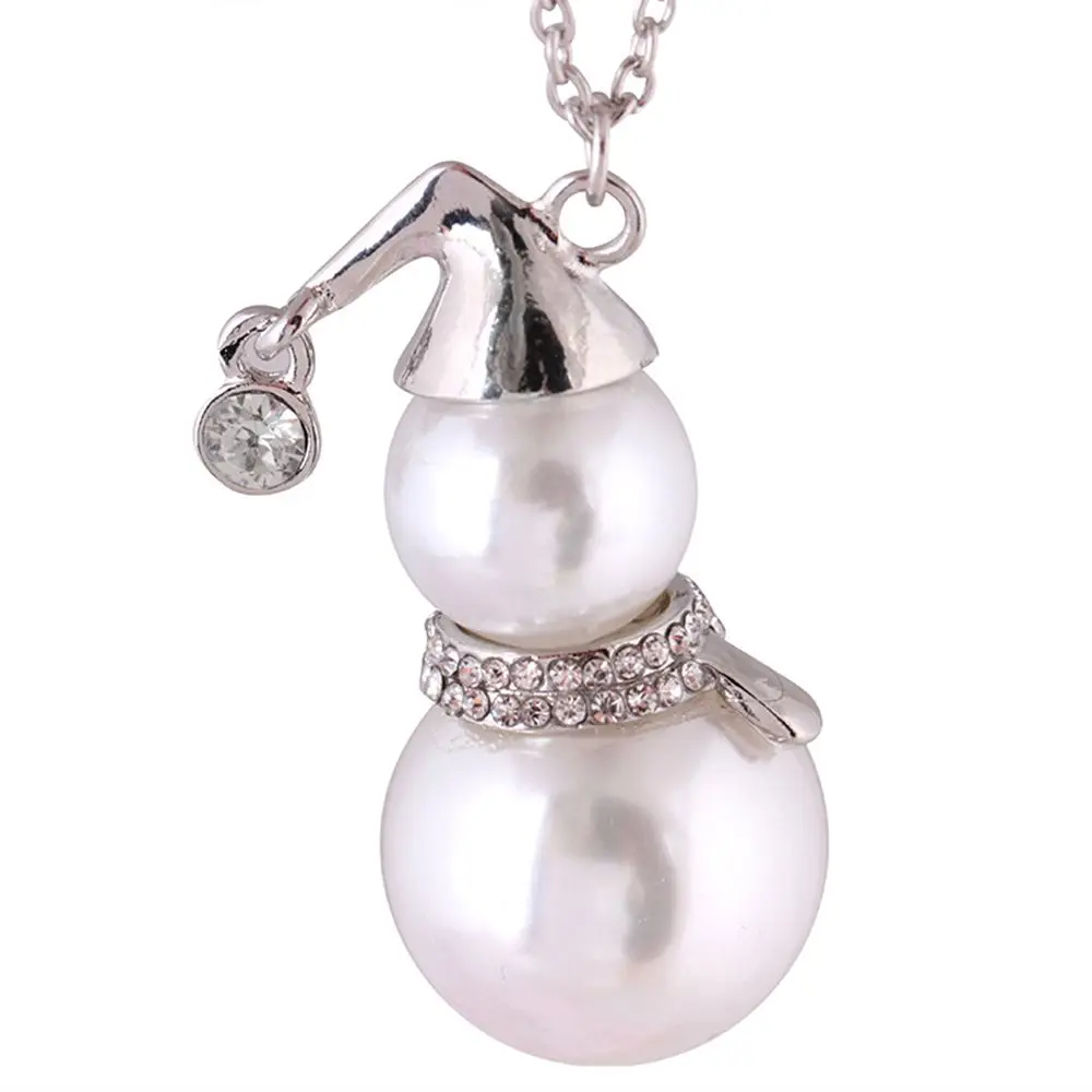 1 шт. винтажное Кристальное рождественское ожерелье снеговик ожерелье ювелирные изделия жемчуг Кристалл Шарм цепочка ожерелье женский подарок