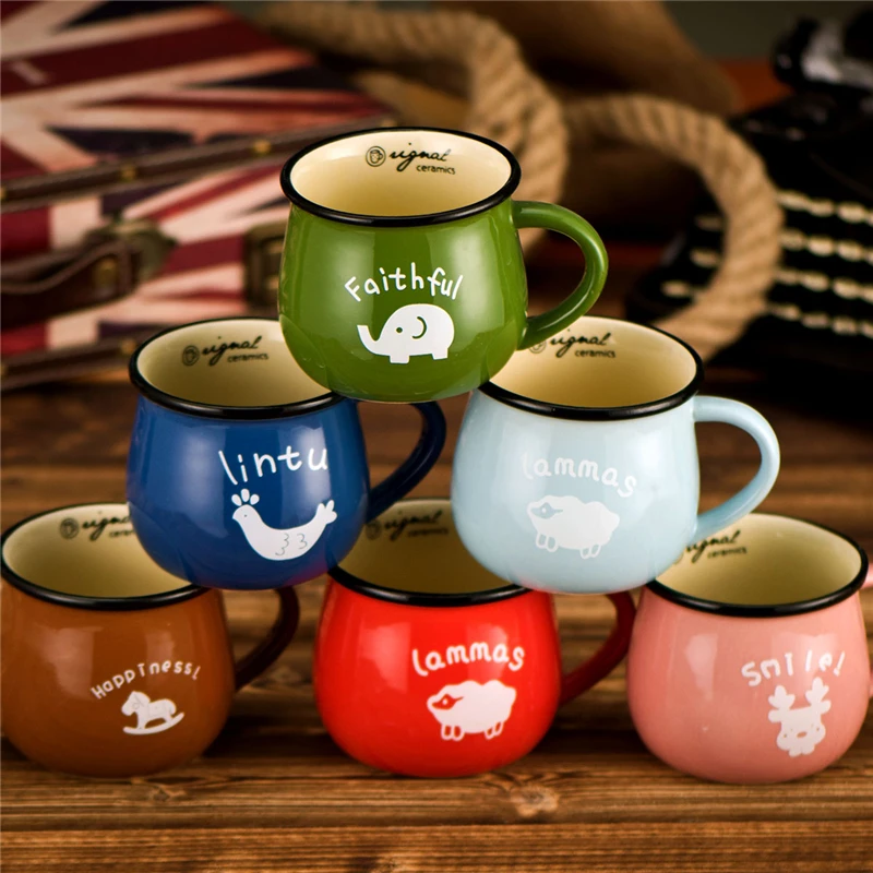 7 Colors Coffee Mug 150ml 250ml 350ml Korea creative ceramic mug Milk mug zakka Tatu couple