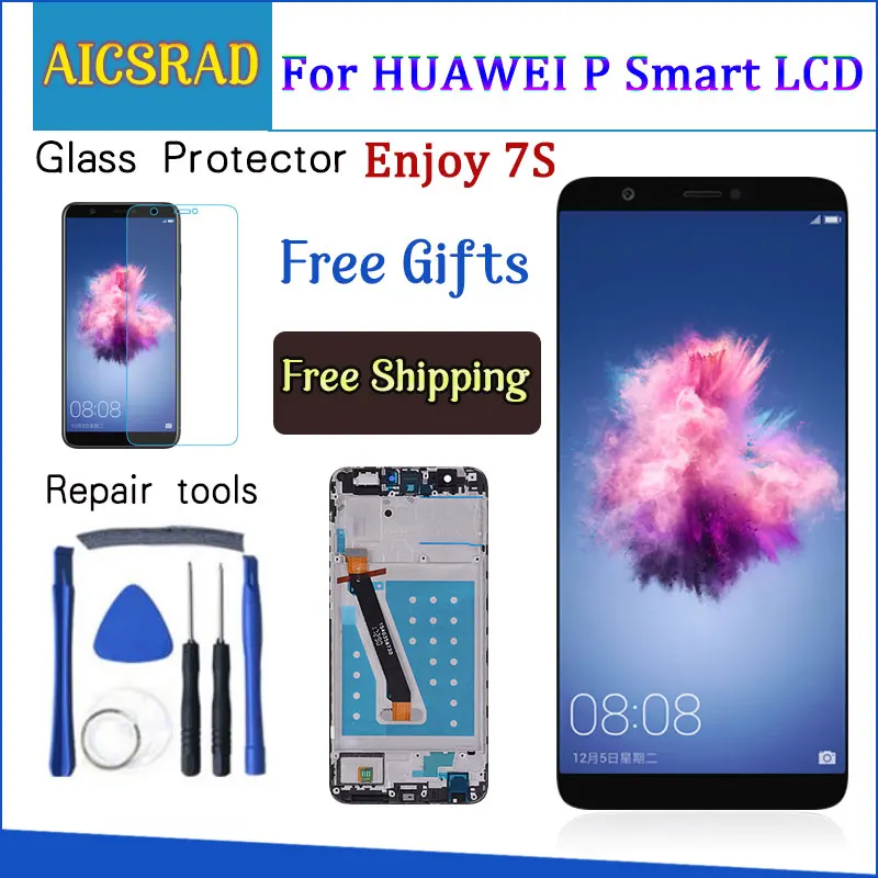 Pаспродажа Для huawei P Smart font b lcd b font сенсорный экран с рамкой для huawei P умный дисплей Замена для huawei P Smart font b lcd b font FIG LX1 LX3