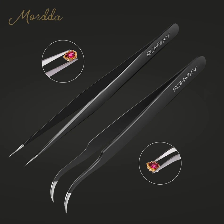 

MORDDA Acrylic Nail Art Tweezers Gel Picking Tool Rhinestones Gem Decor Eyelash Tweezers DIY Hand Clip Nail Art Accessories