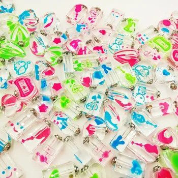 

50pieces/lot screw cap mixed Luminous lover crystal vial pendant wish perfume bottle glow in dark name on rice pandant charms