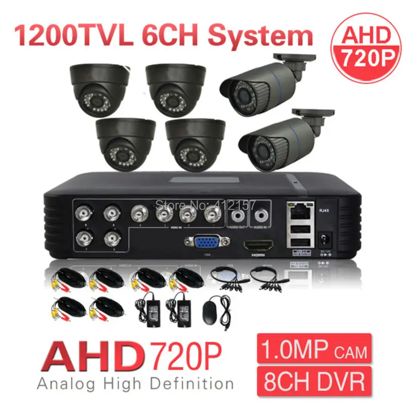 

CCTV Security 8CH 1080N HDMI DVR 1200TVL AHD 720P 6CH Security Camera System IR Color Video Surveillance DIY KIT P2P Mobile View