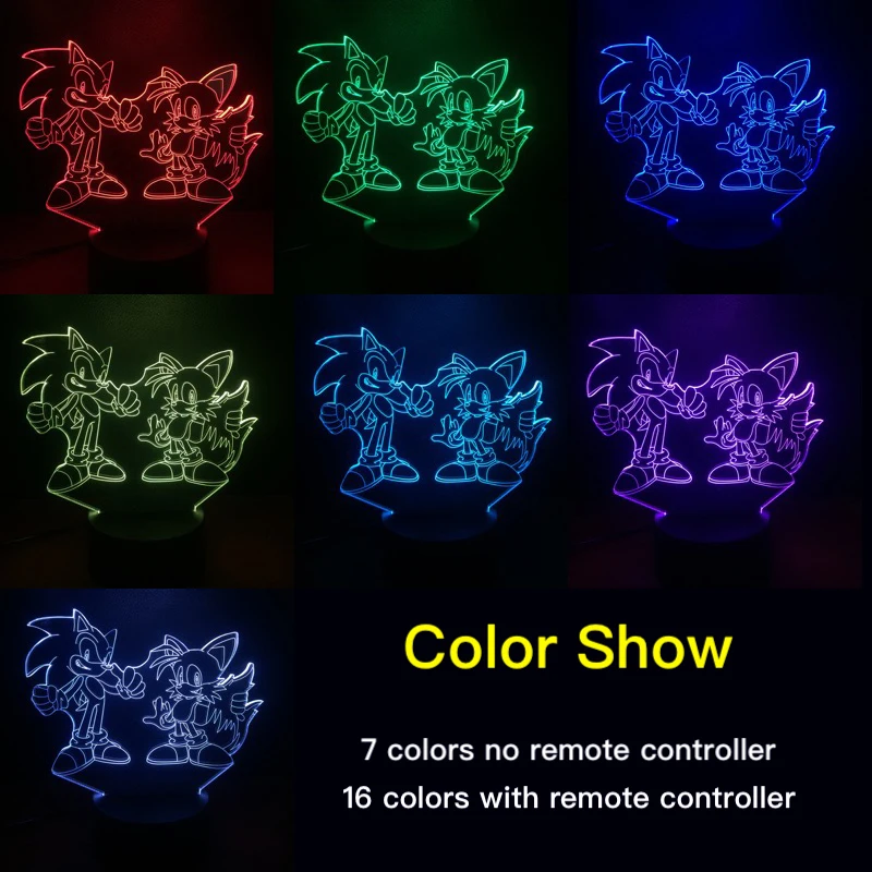  Game Sonic The Hedgehog 3D Lamp Bedside Home Decorative Lamp Kids Baby Gift 7 Color Changing Child  - 32972911117