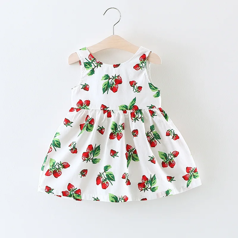 

Shybobbi Summer Baby Girls Dress Strawberry Print Kids Sundress Kids Clothing Size 9M-24M