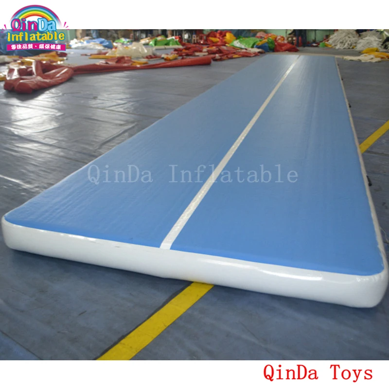 

Fitness equipment 10m long inflatable air tumble track,1.0mm DWF blue inflatable air track mat for gymnastics