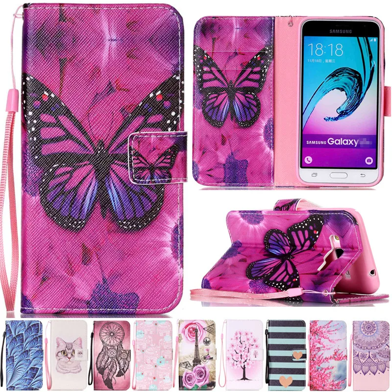 

Luxury Cartoon Butterfly Leather Flip Fundas Case For Coque Samsung Galaxy J3 J5 J7 2016 J310 J310F J510 J510F J710 J710F Cover