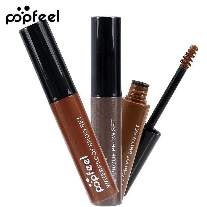 Popfeel 4 вида цветов гель для бровей кофе черный коричневый кисть крем