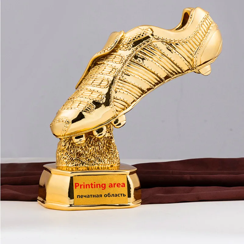 

Resin Gold Plating Trophy Golden Boot Award Resin Gold Ball Cup Trophy Football Best Shooter sports memorabilia Customizable