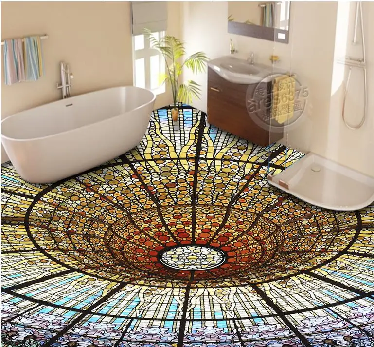 Custom luxury lighted floor tiles wallpaper Colorful 3 d vinyl flooring