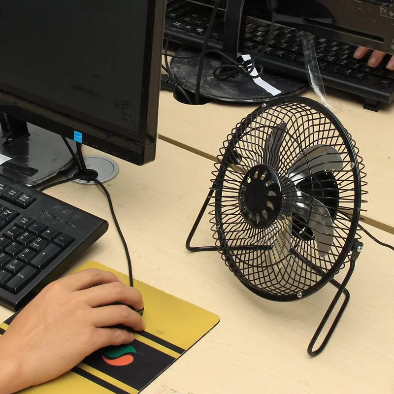 

8 Inch USB Fan 360 Degrees Rotate Mini Cooling Iron Fan 5W For Office Home Portable Computer PC Fan