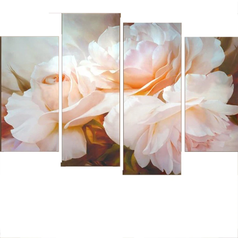 

peony flower diy 5D Diamond Embroidery peony,Full square Diamond Mosaic stickers diamond painting 4pcs Cross Stitch home decor