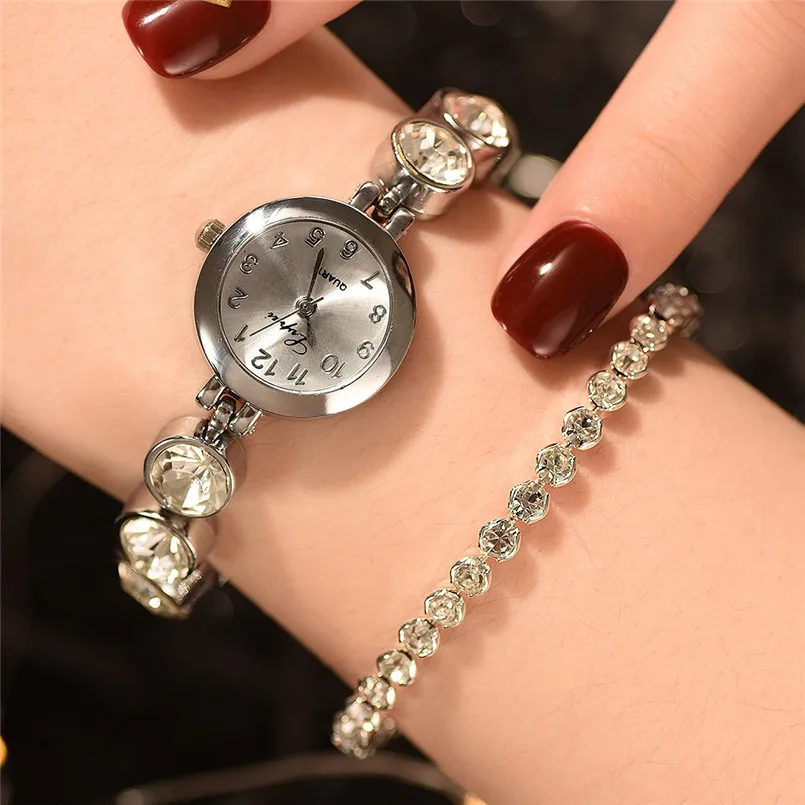 3 шт./компл. роскошный модный Простой циферблат стальные часы с ремешком полный алмазный браслет с большие часы коробка платье популярный дизайн женские часы