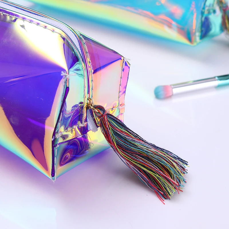 

Holographic Transparent Colorful Cosmetic Bag Makeup Case Toiletry Pouch Storage Zipper Handbag 1pc