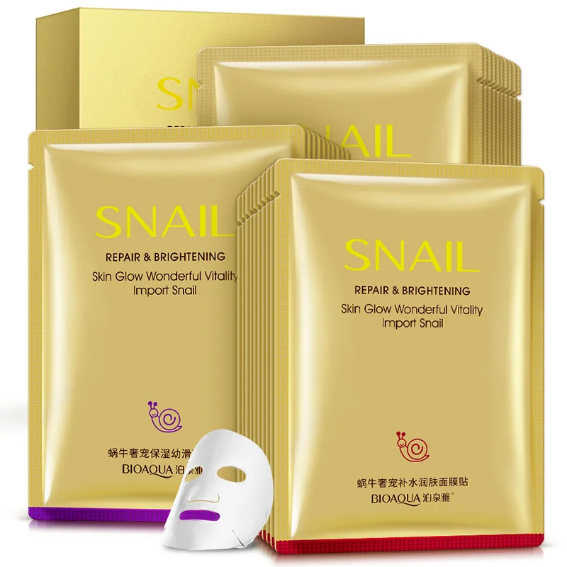 

BIOAQUA Snail Whitening Nourishing Moisturizing Mask Smooth Acne Treatment Facial Care Oil Control Anti Wrinkle Anti Aging