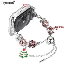 Ремешок для часов женский iWatch браслет Рождественский металлический браслет с регулируемым ремешком-цепочкой для Apple Series 4 3 2 1 Edition Nike