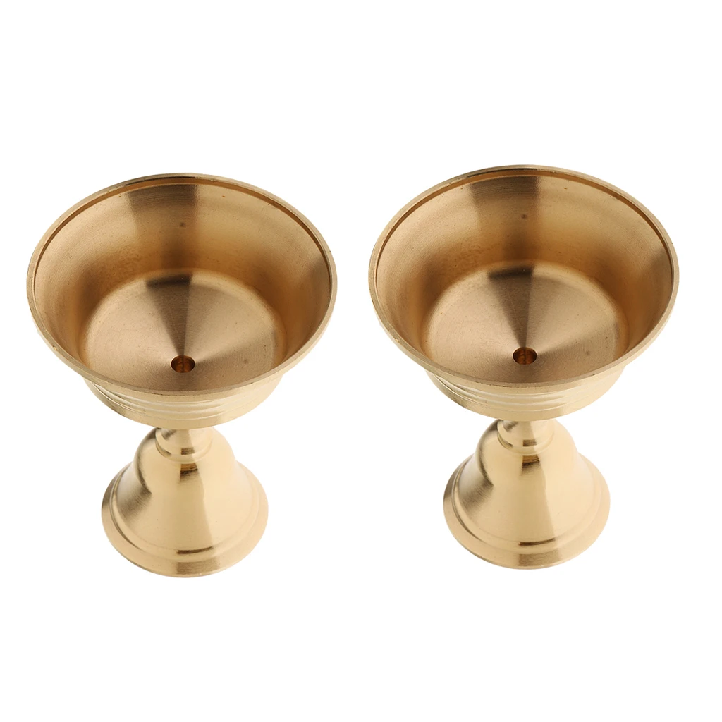 Set of 2, Buddhism Copper Candle Holder Ghee Lamp Holder Tibetan Brass Oil Lamp Metal Craft Ornaments