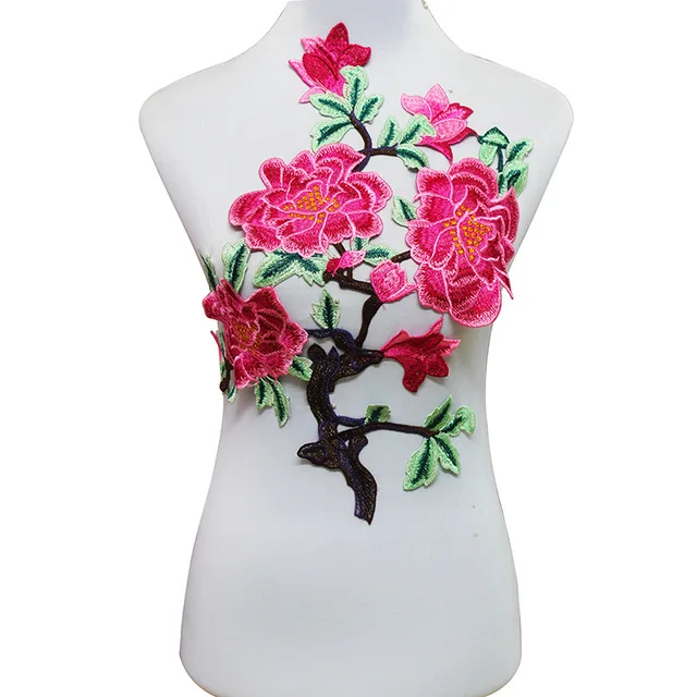 1piece fuchsia embroidery floral lace patches motif applique venice sew