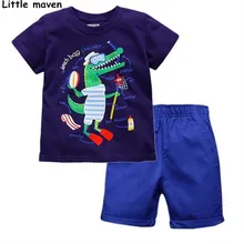 Peu maven enfants vêtements ensembles de 2017 d’été garçons Coton à manches courtes marque crocodile imprimer t shirt + shorts 20093