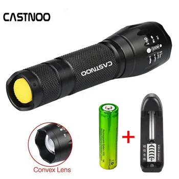 

CASTNOO 8000 Lumen Zoomable T6 LED Flashlight 3 Modes Portable 18650 Battery Mini Torch Focus Lamp For Cycling