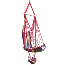 Cotton Rope Garden Swing Chair Thicken Portable Hammock With Foot Pad Wooden Indoor Outdoor Swing Relax Camping Hang Chair Seat cotton rope garden swing chair thicken portable hammock with foot pad wooden indoor outdoor swing relax camping hang chair seat