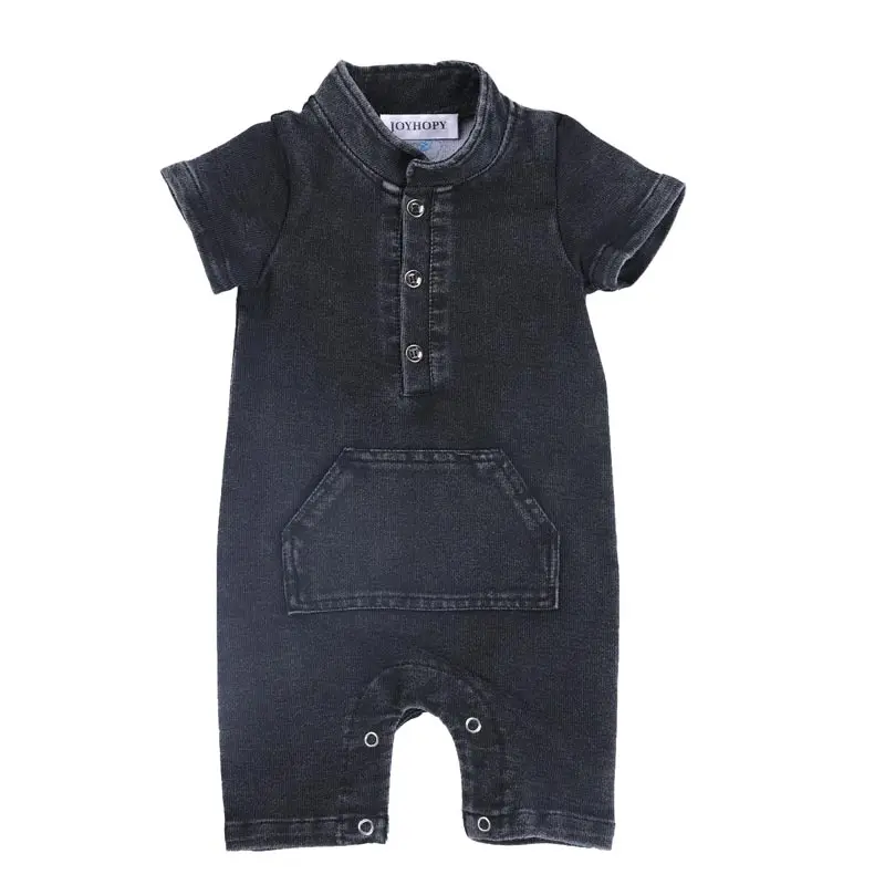 Gray Joyhopy Мода для новорожденных Ползунки Denim для маленьких мальчиков одежда карман для Комбинезоны для малышек - Цвет: Gray