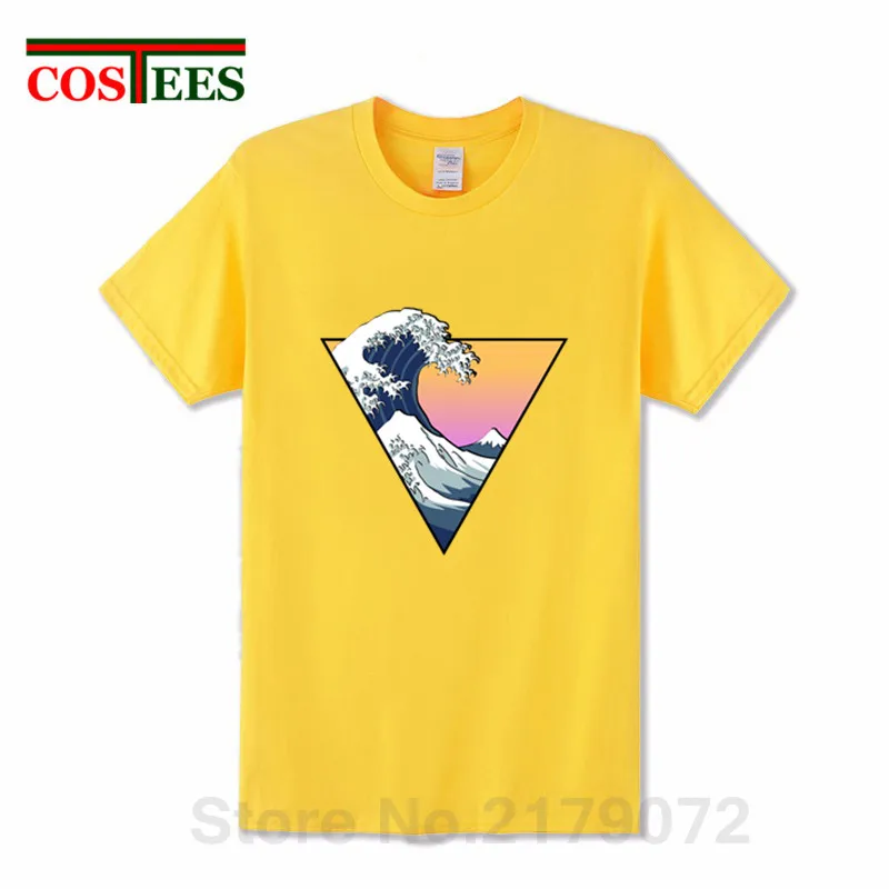 

Aesthetic design of The Great Wave Over Kanagawa inside a triangle T shirt men 2019 stylish designer fashion T-shirt Hip hop Tee