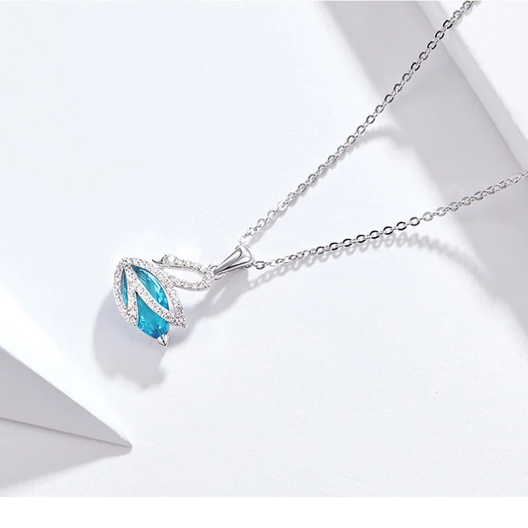 BAMOER романтическое Новое 925 пробы Серебряное синее CZ и элегантное ожерелье с подвеской в виде лебедя для женщин, ювелирные изделия из стерлингового серебра, воротник SCN303