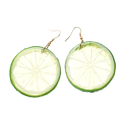 YULUCH, дизайн, 3 средних цвета, тропические фрукты, подвеска "Лимон", серьги для женщин, для отпуска, пляжа, ювелирные изделия, серьги для девочек - Окраска металла: Green