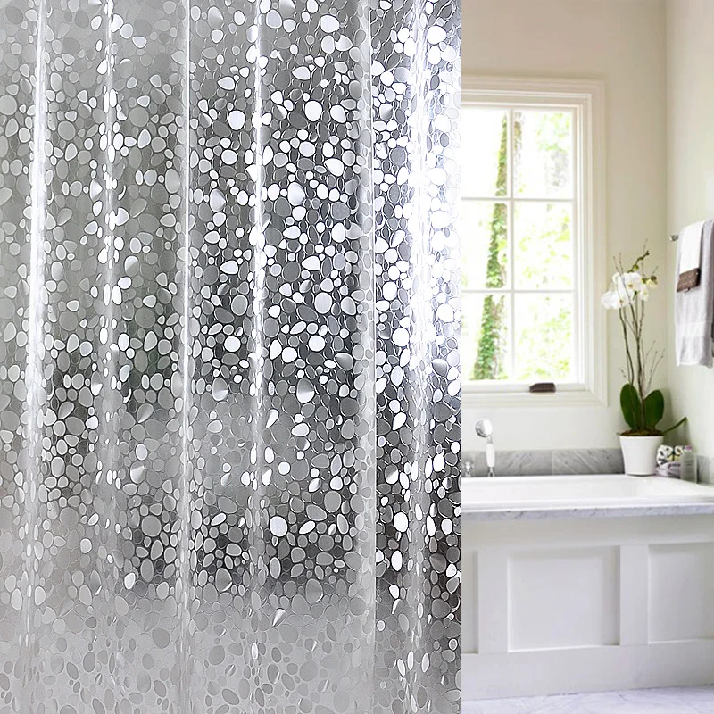 clear shower curtain with design