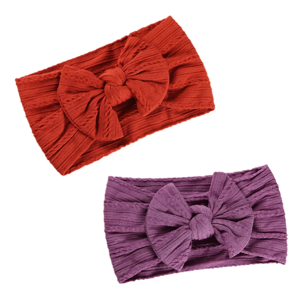 

Jacquard Rib Nylon Baby Headband Knitting Knot Bow Hair Band Infant Head Wraps for Toddler Girls 27 Colors JFNY105