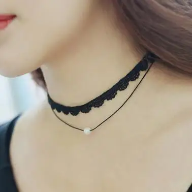 Модные корейские Jewelry Цепочки и ожерелья Новый кружева двойной Ретро Короткие