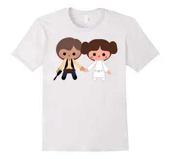 

Han Solo Princess Leia Cute Cartoon Style T-Shirt Print T Shirt Harajuku Short Sleeve Men Top Cotton Fashion Men Top Tee