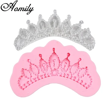 

Aomily 3D Crown Silicone Mold DIY Cake Cutter Sugar Craft Tiara Fondant Icing Cutting Cake Cookies Tool for Decoration Baking