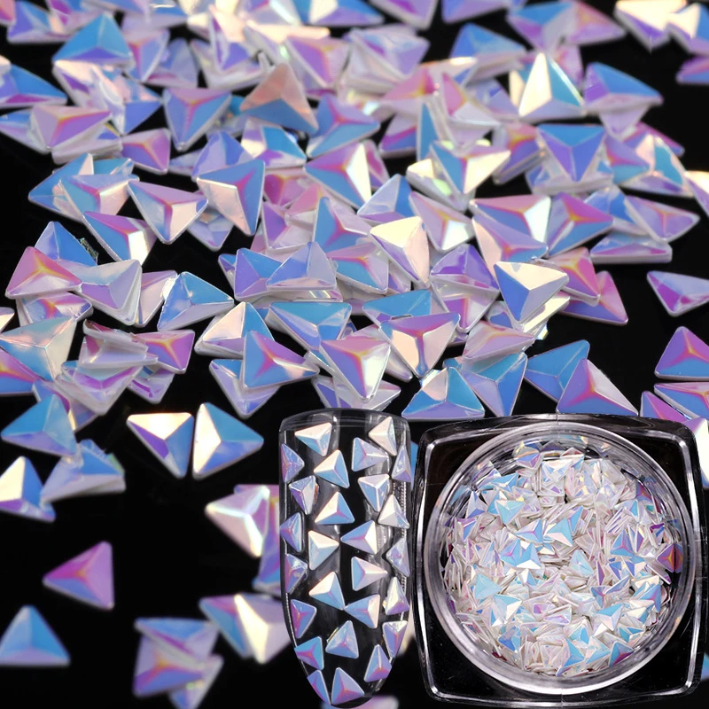 

6 Box AB Color Chameleon Unicorn Nail Glitter Sequins Triangle Iridescent Flakes Paillettes 3D Nail Art Decoration UV Gel DIY